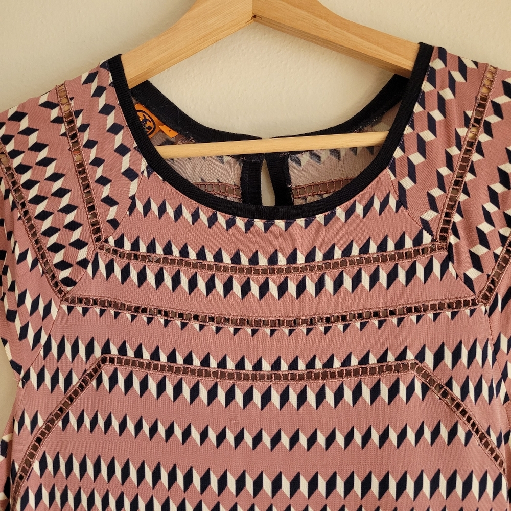 Tory Burch Women's Midi Dress Eyelet Rose Pink Size S - Picture 3 of 8